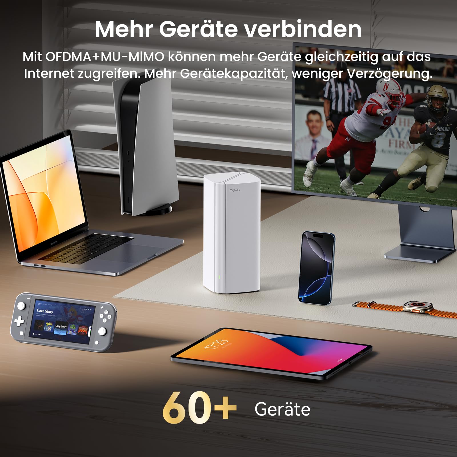 Tenda Nova MX12 Mesh WLAN System - AX3000 Wi-Fi 6 Dualband Mesh Set-empfohlen für Häuser mit 3-4 Schlafzimmer -9xGigabit Port -Ersetzt Router und Repeater -Ethernet Backhaul - APP Steuerung- 3er Pack