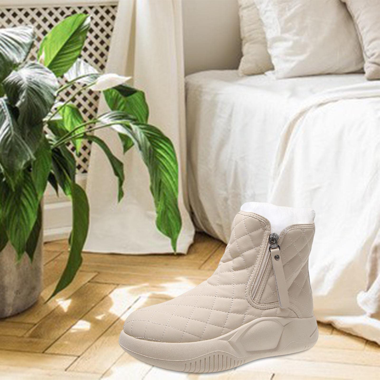 HEAVENGLOW Winter Snow Boots Warm Lined Short Boots Fashion for Trekking Hiker Winter 39 Beige