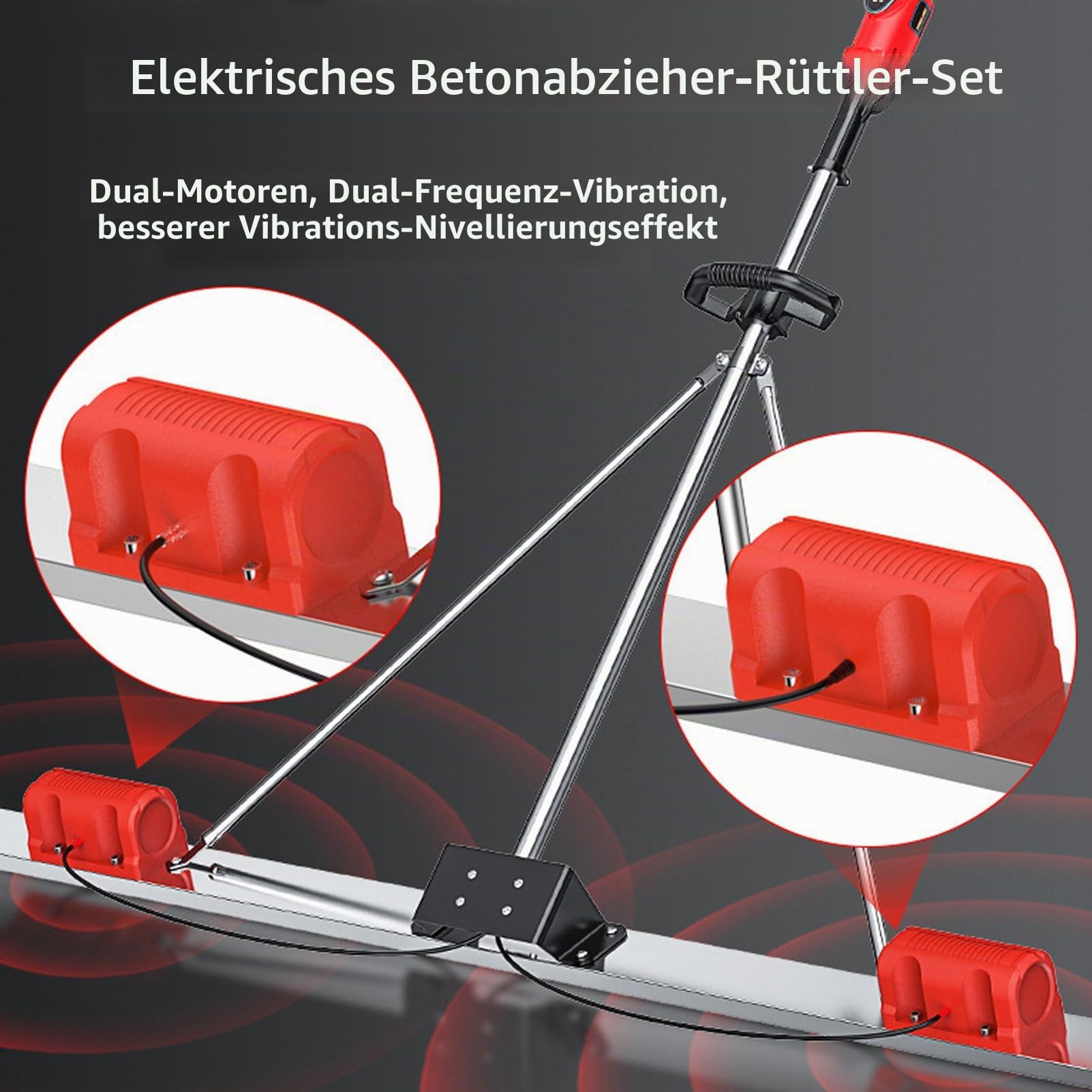 Elektrischer Estrich Zement Nivelliermaschine, Power GläTtekelle Vibration Beton, Mit 9 Geschwindigkeit Einstellung, FüR StraßEnbau 2*Battery-1.5M