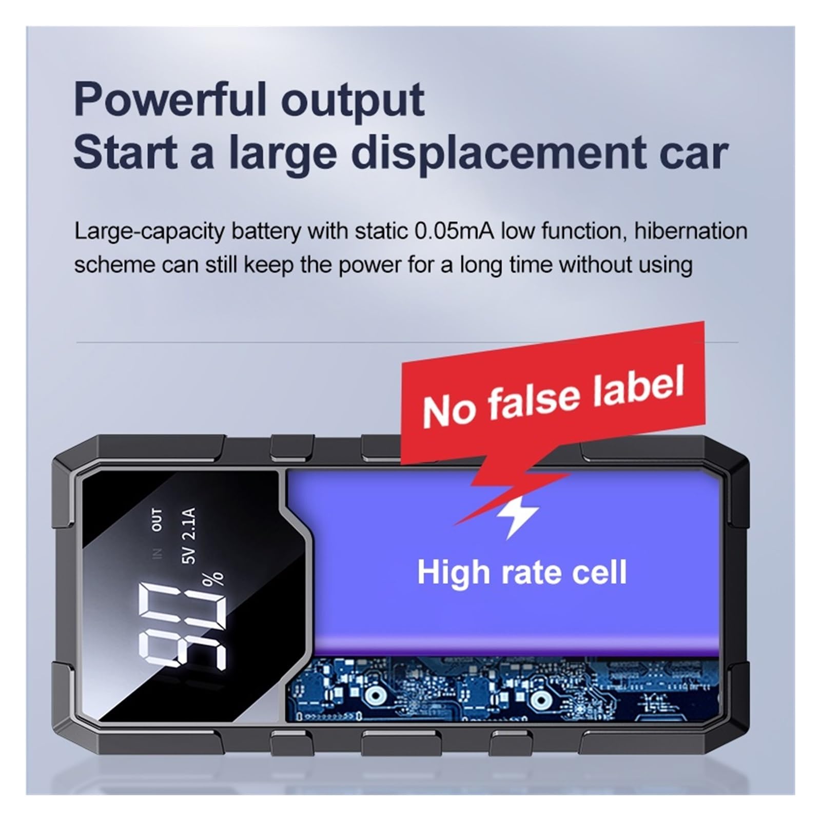Arrancador de Coche con batería Externa de 600 A, Cargador de batería, Dispositivo de Arranque de Emergencia, Pantalla Digital