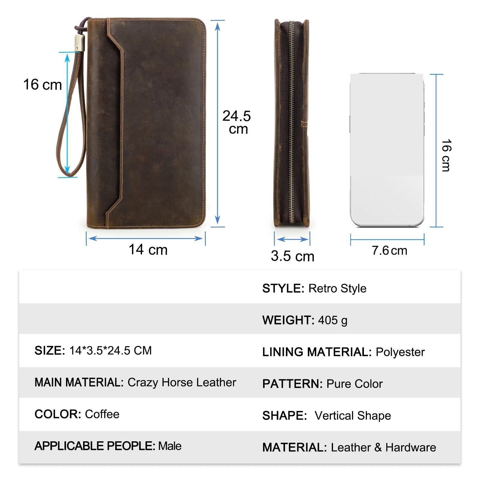 Reisepass Organizer Echtes Leder Familie Pass Kupplung Brieftaschen Vintage Männer Reisetaschen Abdeckung Karte Halter Telefon Tasche(Coffee)
