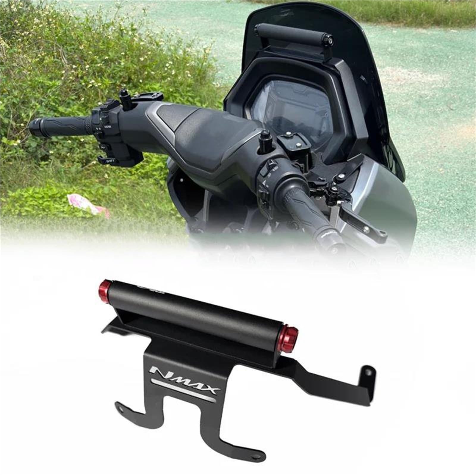 Genérico Soporte De Navegación GPS Motocicleta para NMAX155 125 2025, Extensión Placa Manillar para Teléfono Móvil Golpes Teléfono Soporte Placa(Negro)