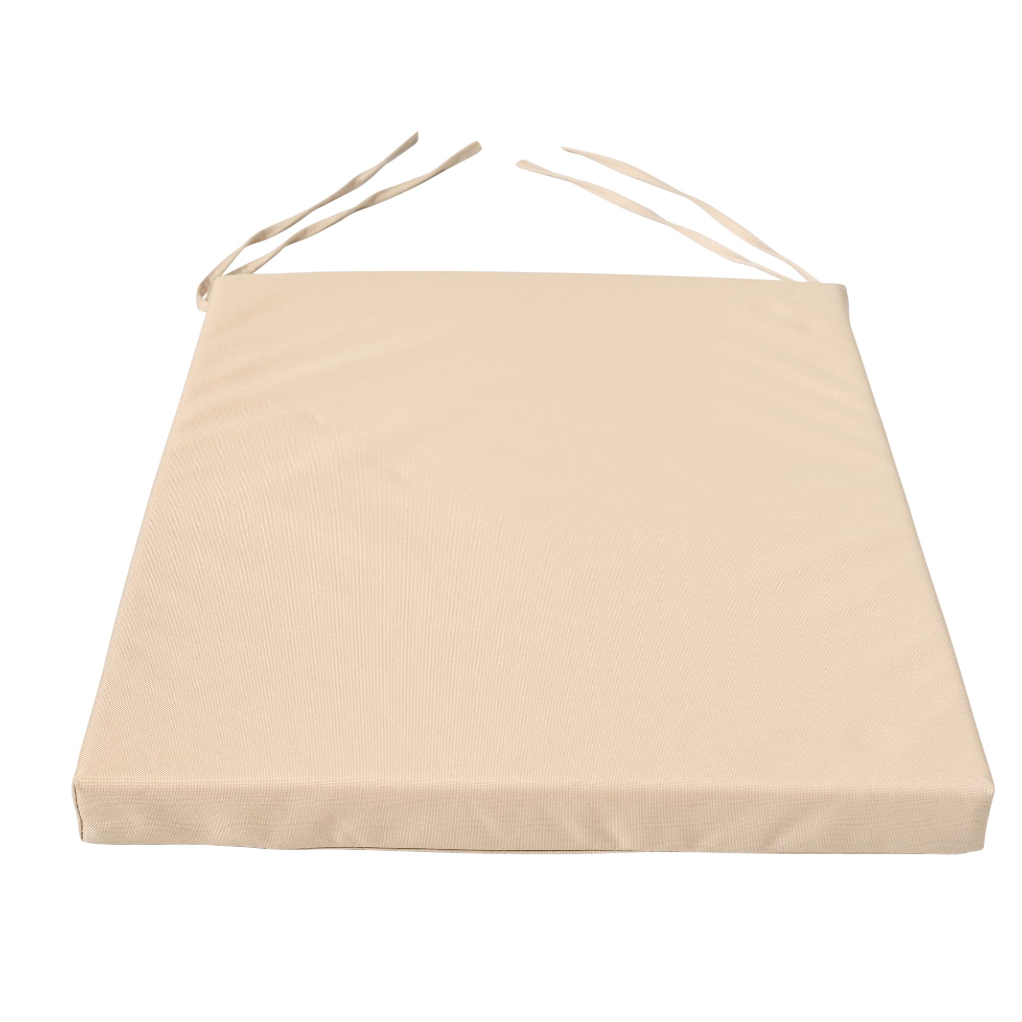 Waterproof Chair Cushion With Ties - Indoors/Outdoors Seat Pads Cushion Pad Trapeze - Removable Cover Water Resistant Material, Foam - For Garden Kitchen Dining Living Room Patio Coffee Shop - Natural