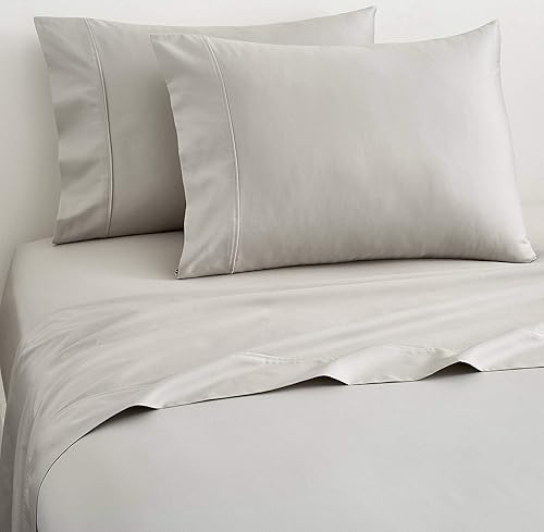 Miniatura 3 de Sábanas de cama 100% algodón orgánico de bolsillo extra profundo, tamaño King, gris claro, sábanas orgánicas, sábanas de satén de algodón orgánico