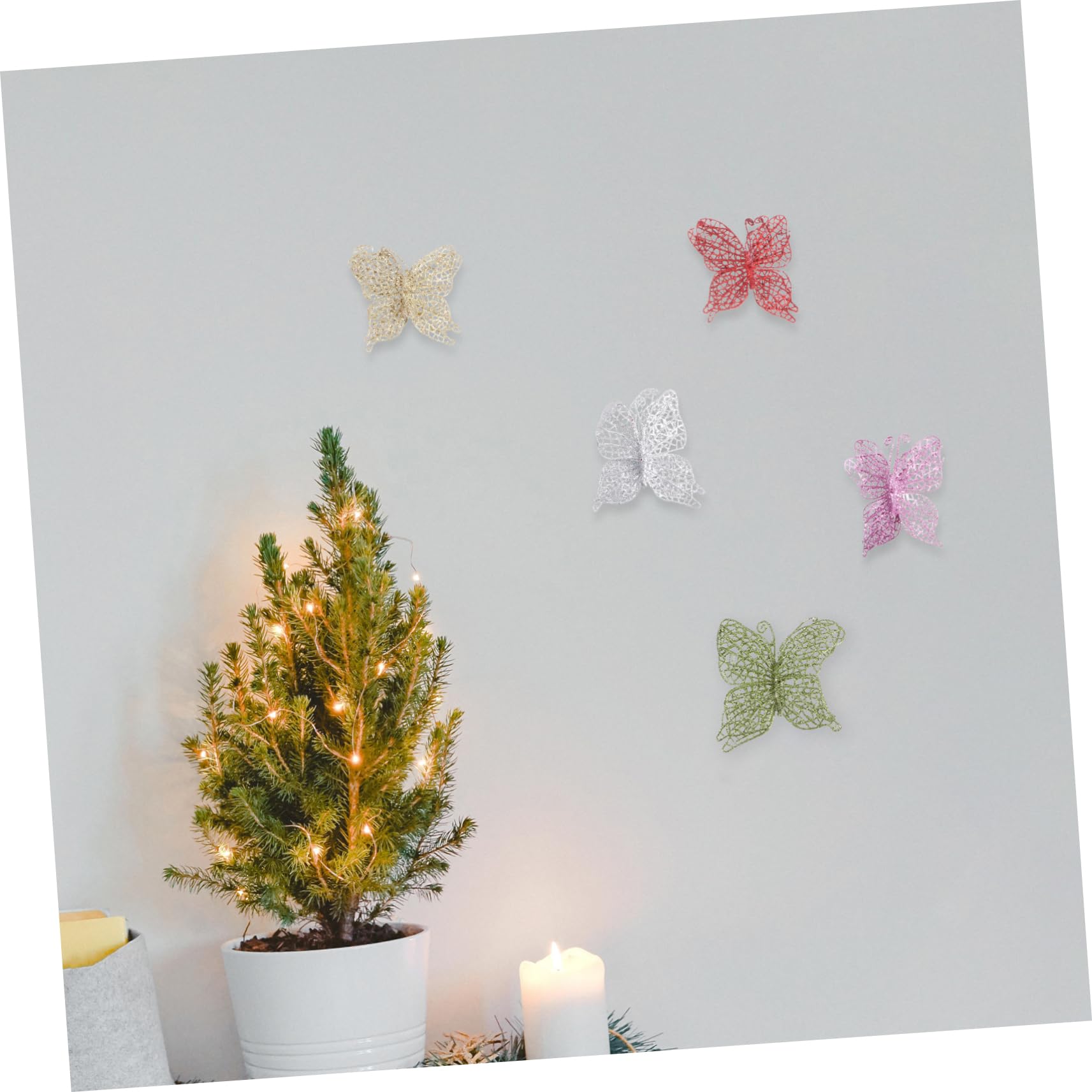 Cabilock 60 Piezas Ornamento decoración del árbol Navidad Bricolaje calcomanías del árbol Navidad Bedroom Decor decoración Dormitorio Pegatinas calcomanías simulación Colgante