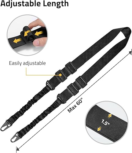 Vista 3 de CVLIFE Eslinga de rifle de dos puntos con ajustador de longitud tradicional honda con gancho de metal para exteriores