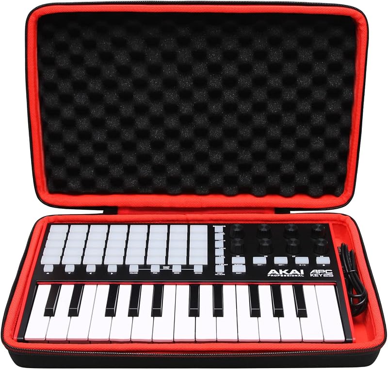 LTGEM Case for Akai Professional MPK Mini MK3 MIDI Keyboard Controller | Hard EVA Shell, Water-Resistant, Shock Protection, Scratch-Resistant Interior, Portable Travel Storage Case Only