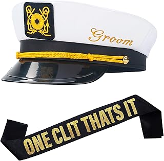 Groom Captain Hat with Groom Sash Bachelor Party Favors Supplies Decorations, Ideas, Gifts Nautical Bachelor Hat