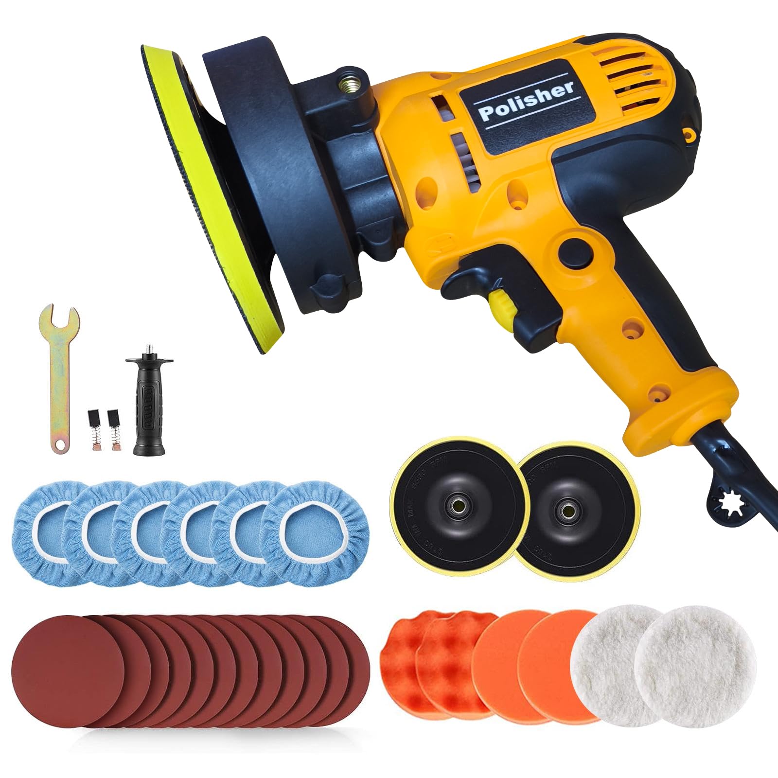 Lucidatrice per auto da 700W, set di 31 lucidatrici eccentriche, lucidatrice orbitale per auto da 13 cm con 3 velocità variabili, per detailing auto, lucidatura, ceratura, rimozione graffi da vernice