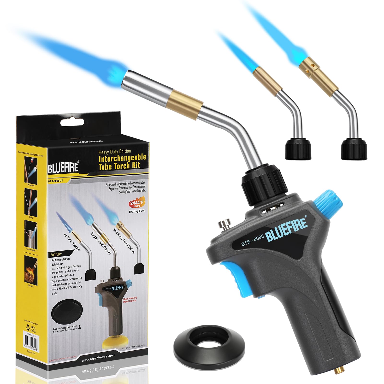 ちーちー BLUEFIRE Metal Handle Interchangeable Tube Gas Welding Torch Kit,3