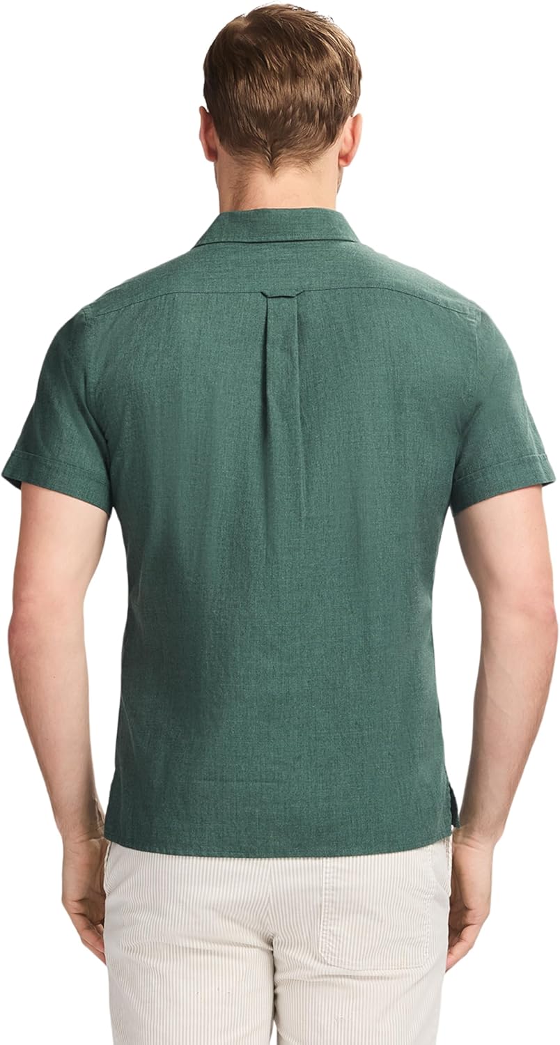 Izod Mens Luxury Classics Short Sleeve Solid Button Down Shirt - Image 2