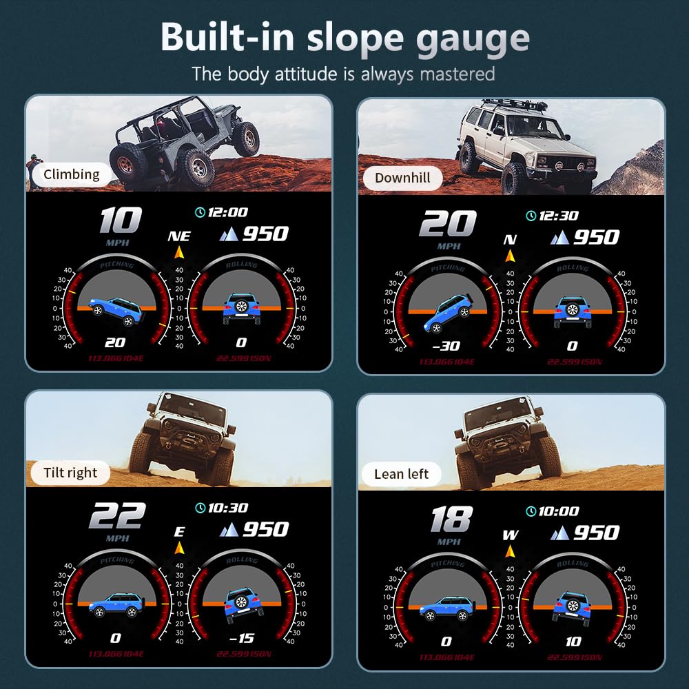 P24 HUD Head Up Display OBD2+GPS LCD Auto Digital Tacómetro RPM/Alarma/Temp Inclinómetro para todos los vehículos