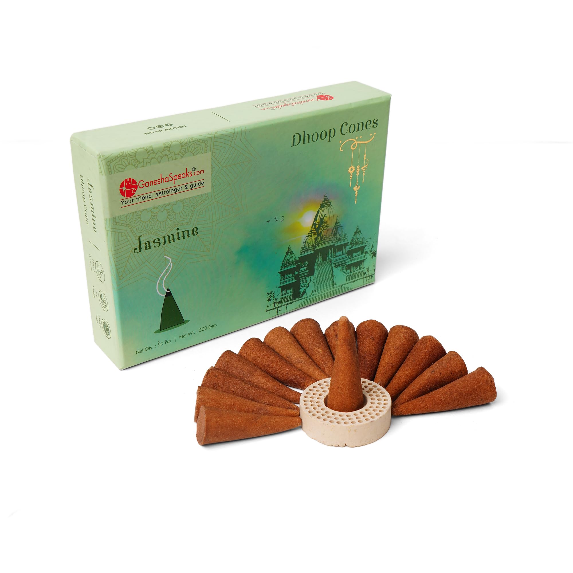 GaneshaSpeaks Natural Dhoop Cones with Jasmine Fragrance | 50 Pieces | Handcrafted by Skilled Artisans | Eco-Friendly | Pure Aroma | Free Ceramic Stand (B0D2KR9SKP) Amazon Price History, Amazon Price Tracker