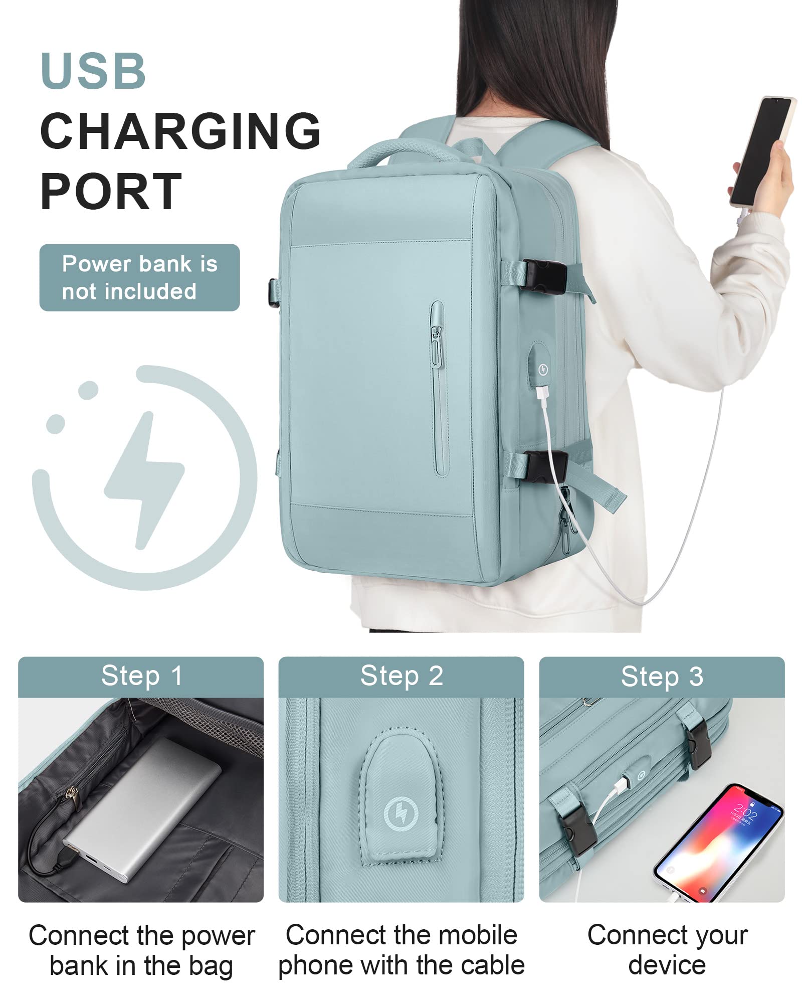 Snapklik.com : Large Laptop Travel Backpack For Women Carry On Airline ...