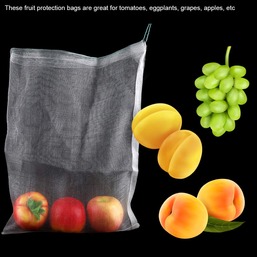 TOPINCN Sacchetto Protezione per frutti, Della pianta Sacco Maglia traspirante Coulisse Contro Insetti Zanzara Bug Bird Gardening Tools 50pcs (30 * 20 cm)