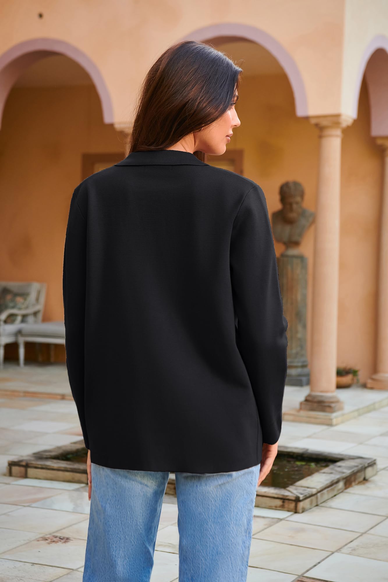 GRACE KARIN Maglione da Donna con Risvolto Cardigan Manica Lunga Button Down Maglione Classico con Tasche