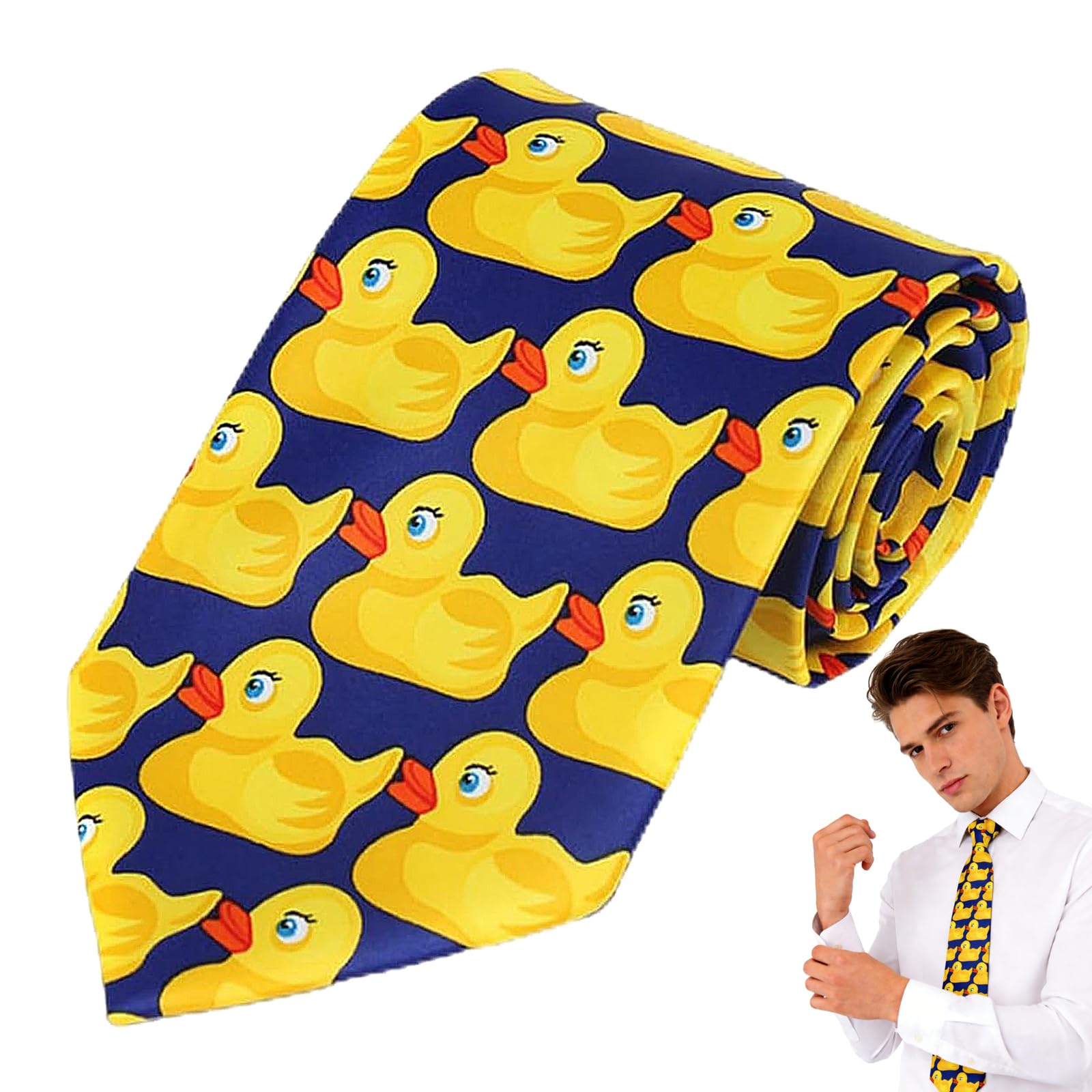 shweehon Men's Ducky Ties, Novelty Ties for Men, Funny Ties for Men, Yellow Ties for Men, Duck Tie, for Men, Romantic Film, Cosplay, Work & Party