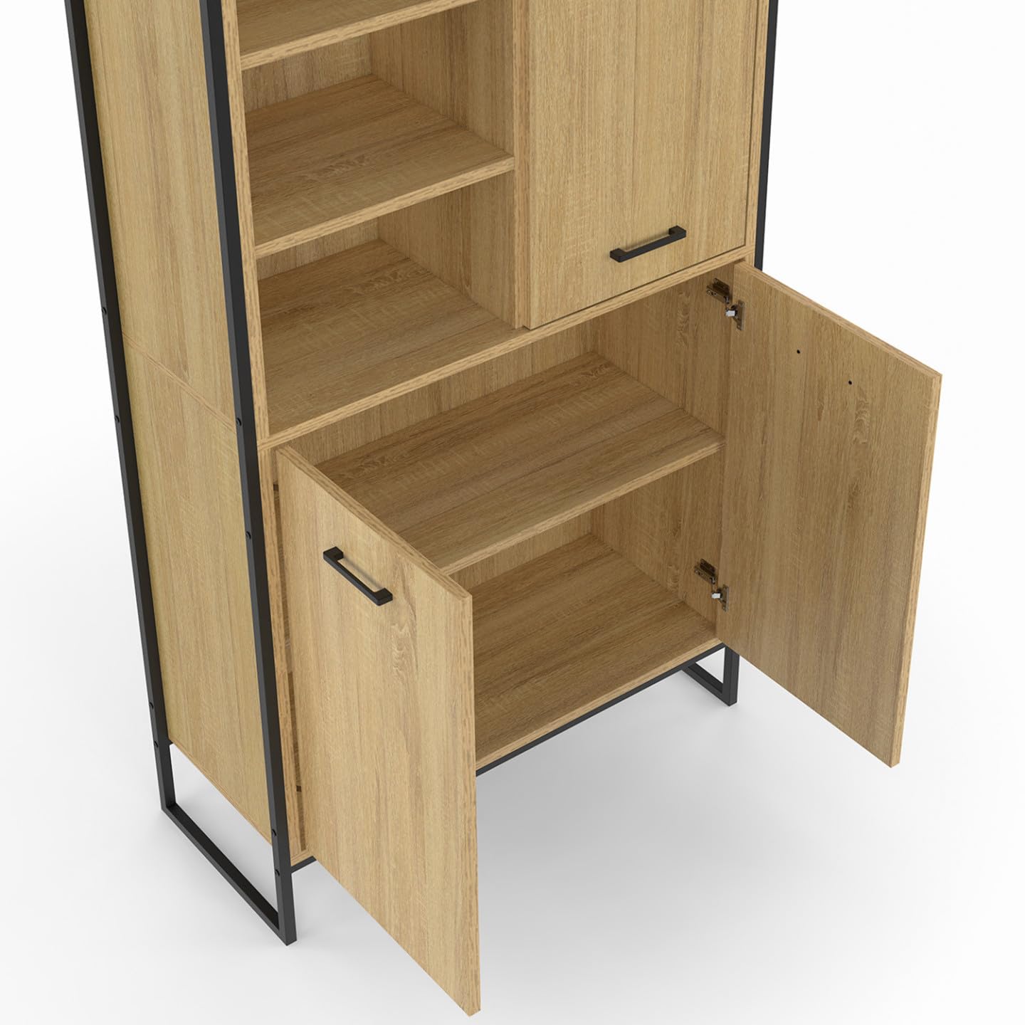 IDMarket - Buffet Haut H. 160 cm Detroit 3 Portes Design Industriel