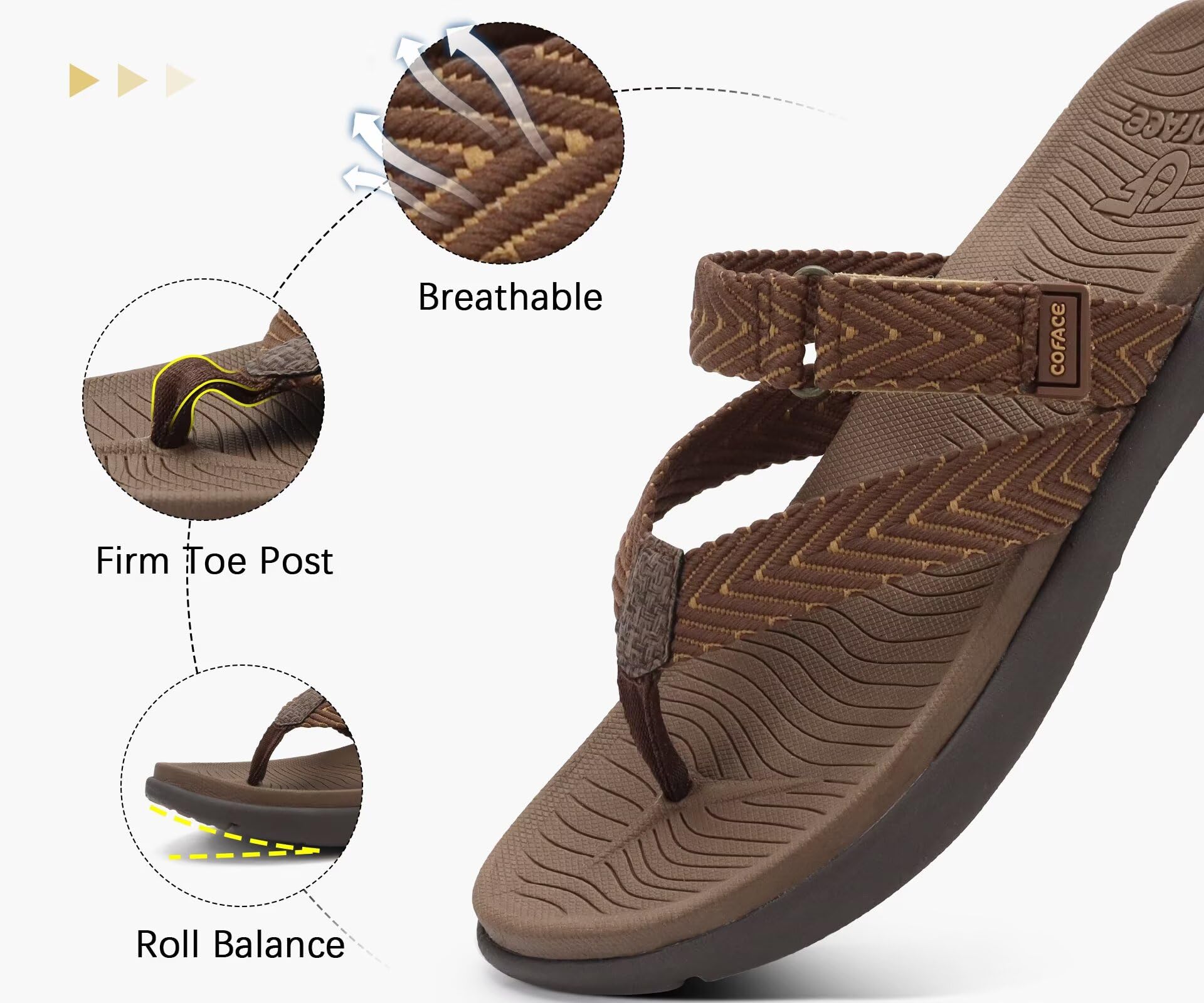 COFACE Ortopedici Infradito Donna Estive Spiaggia Piscina Sandali Comode Supporto Arco Plantare Memory Foam Flip Flop Aperte Leggere Eleganti Stoffa Ciabatte Antiscivolo Gomma Suole