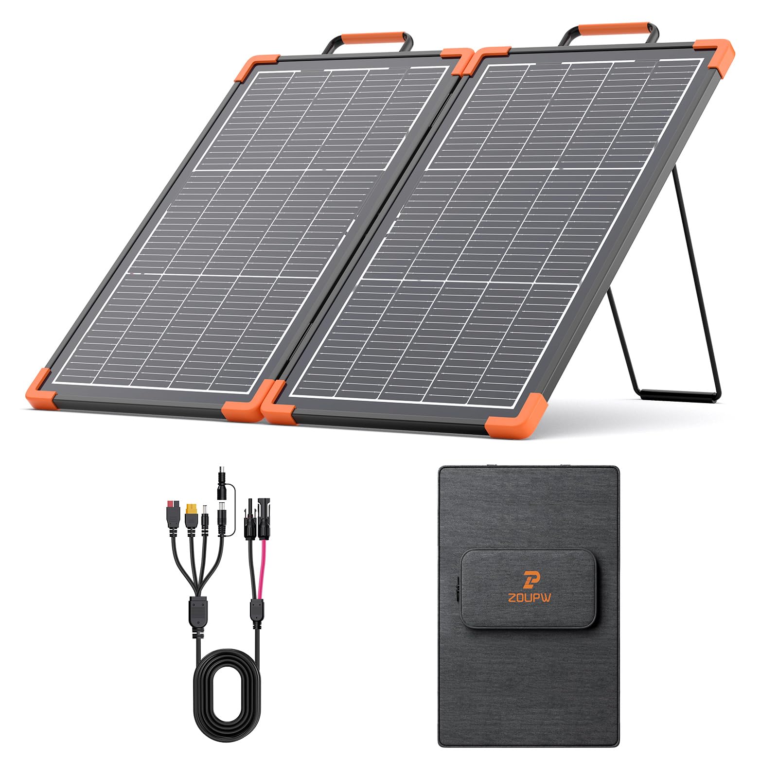 ZOUPW 75W 両面発電ソーラーパネル N型16BBセル 25%高効率 5in1接続ケーブル付属
