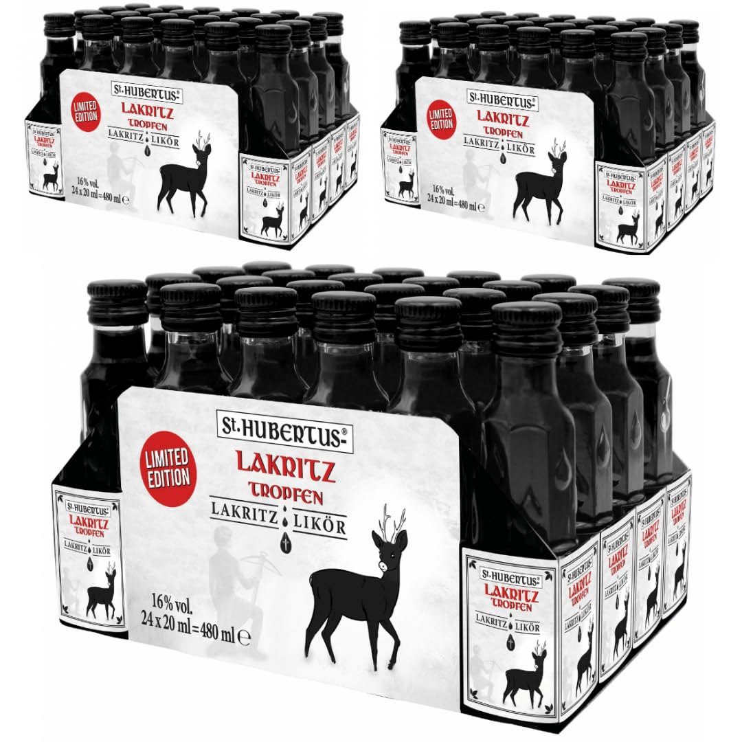 St. Hubertus Fruchtiger Lakritz Tropfen Likör 72 Flasche x 20 Milliliter