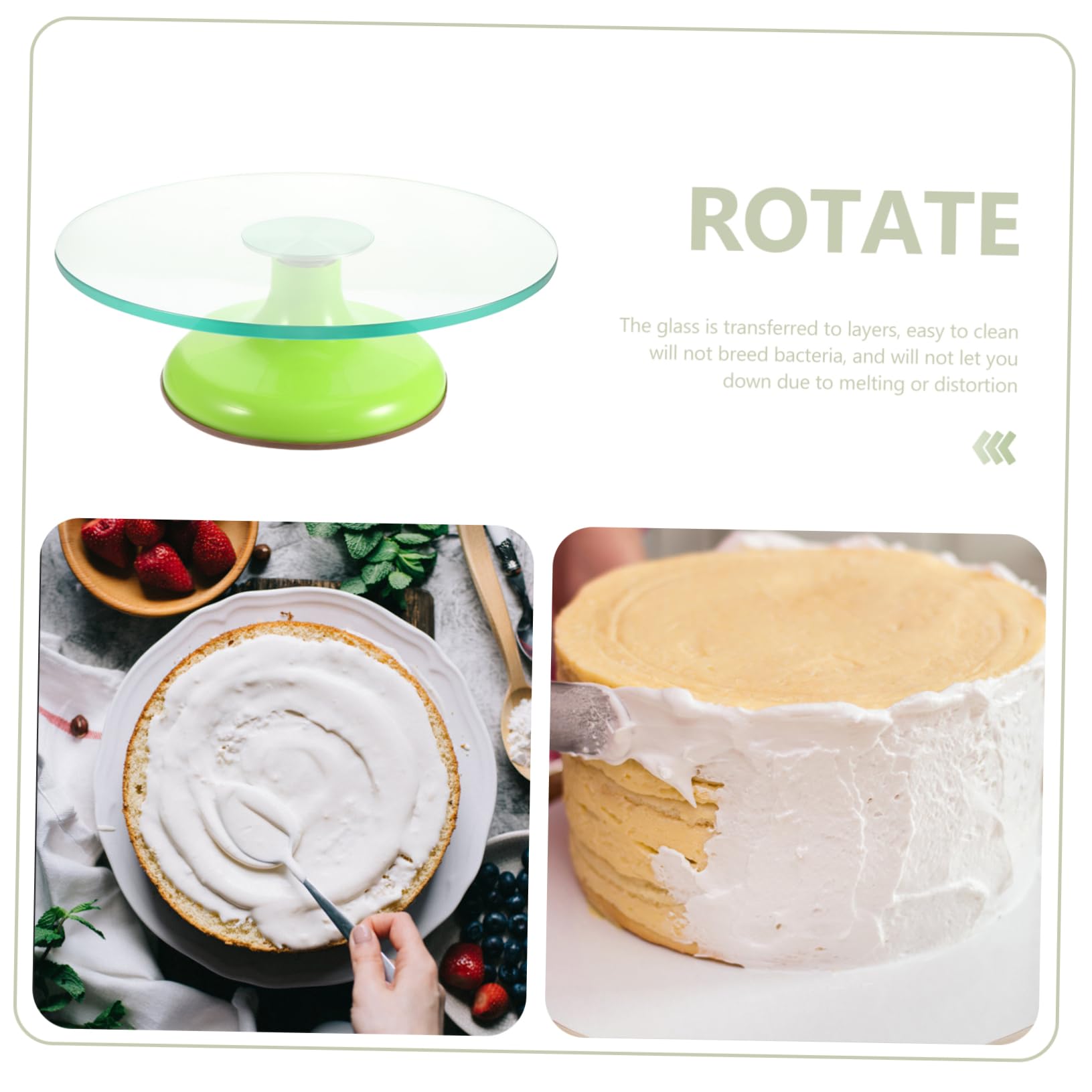 Alipis Plateau Tournant à Gâteau 12 Pouces en Verre Trempé, Base Stable en Silicone, Surface Lisse, Facile à Nettoyer pour Pâtisserie