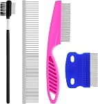 GUBCUB Pets Grooming Comb Kit for Small Dogs Puppies For Tear Stain Remover, 2-in-1 with Round Teeth to Remove Knots Crust Mucus