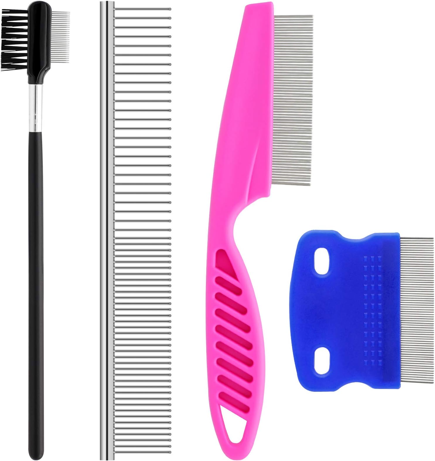 Pets Grooming Comb Kit for Small Dogs Puppies For Tear Stain Remover, 2-in-1 with Round Teeth to Remove Knots Crust Mucus