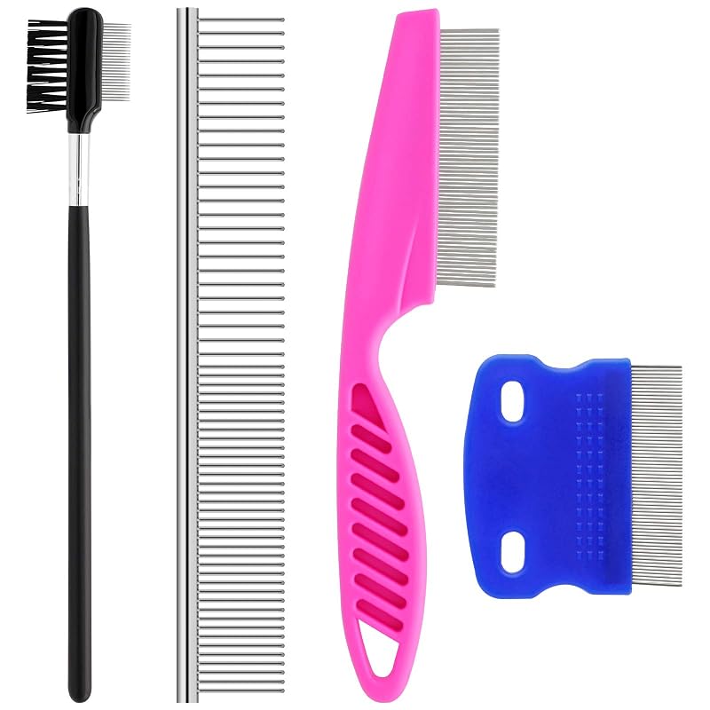 Kit de Pentes para Higiene e Tosa de Cães Pequenos GUBCUB com Dentes Arredondados, 4 Peças