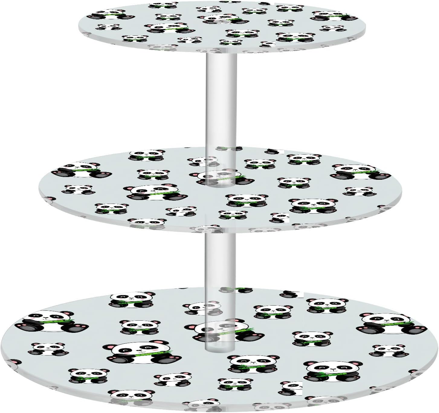 Panda Bamboo 3 Tier Acrylic Cupcake Stand, Cupcake Stand for 34 Cupcakes for Weddings, Christmas,Holidays,Parties,Birthday,Printed Cupcake Tower 23300124