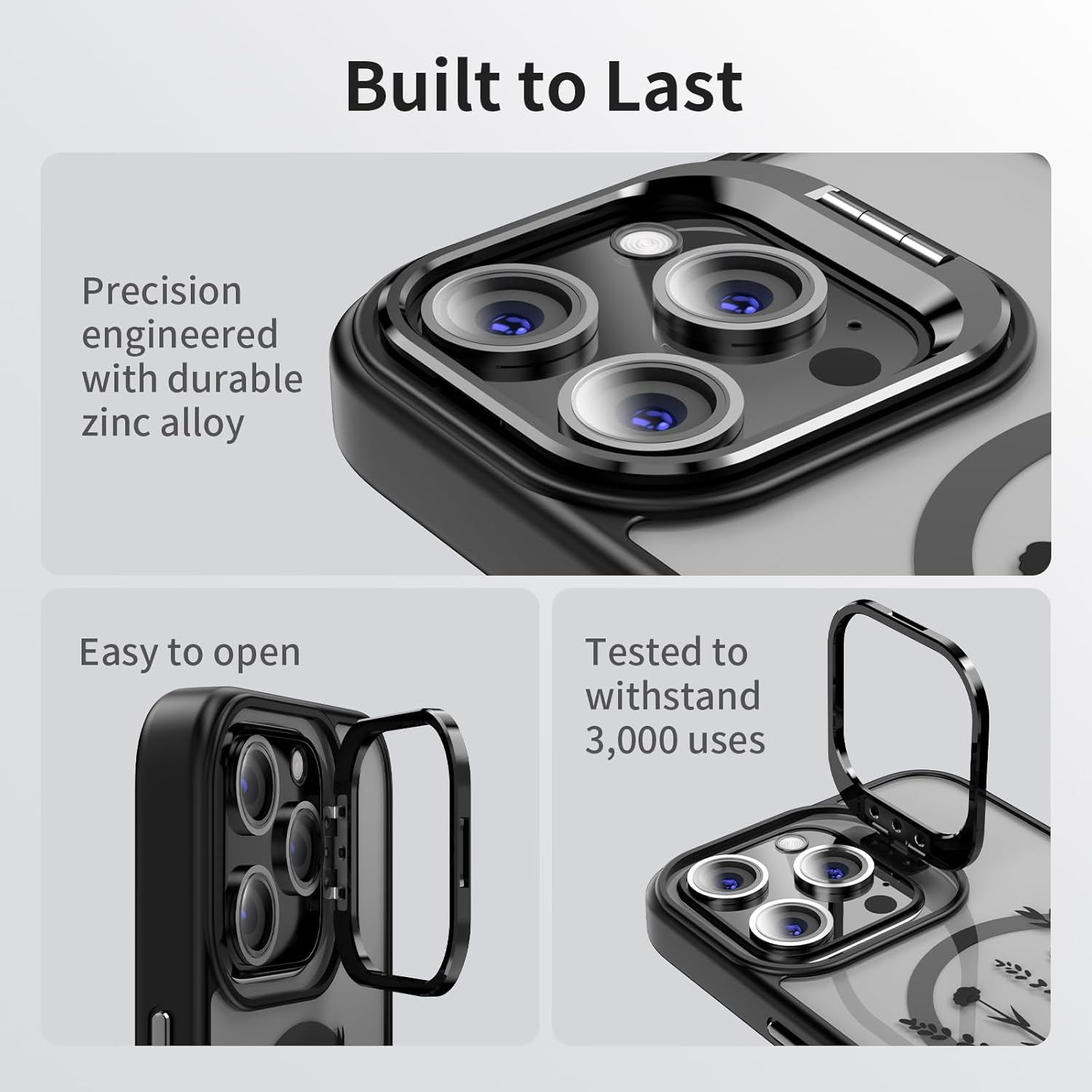 OAOA Magnetic Case Designed for iPhone 16 Pro with Kickstand, Compatible with Magsafe, Built in Camera Stash Stand, Anti-Fall Military Protection TPU Case for Women, Wild Flower - Image 4