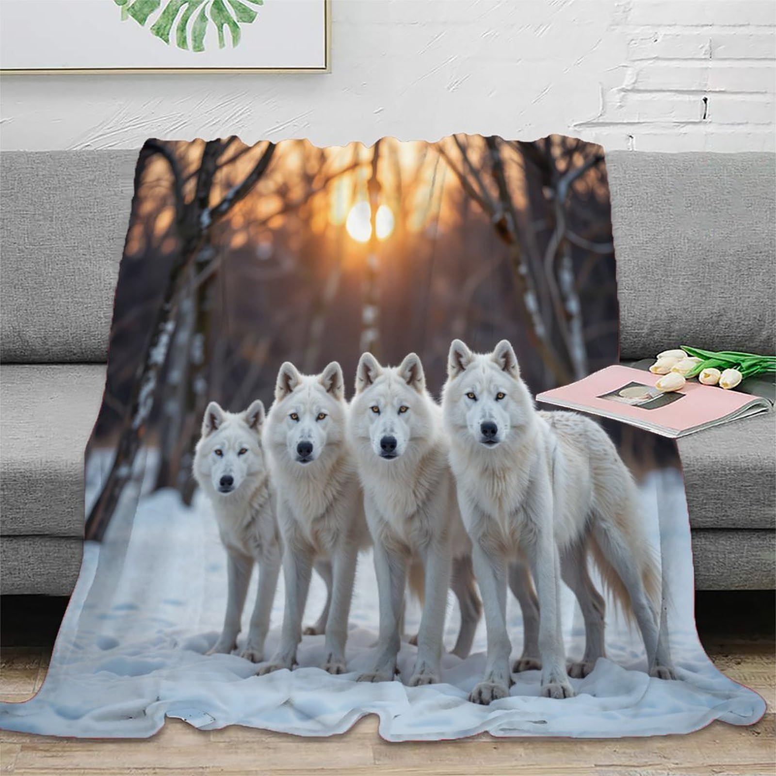 Couverture pour adultes couples et invités plaid loup polaire 150x200