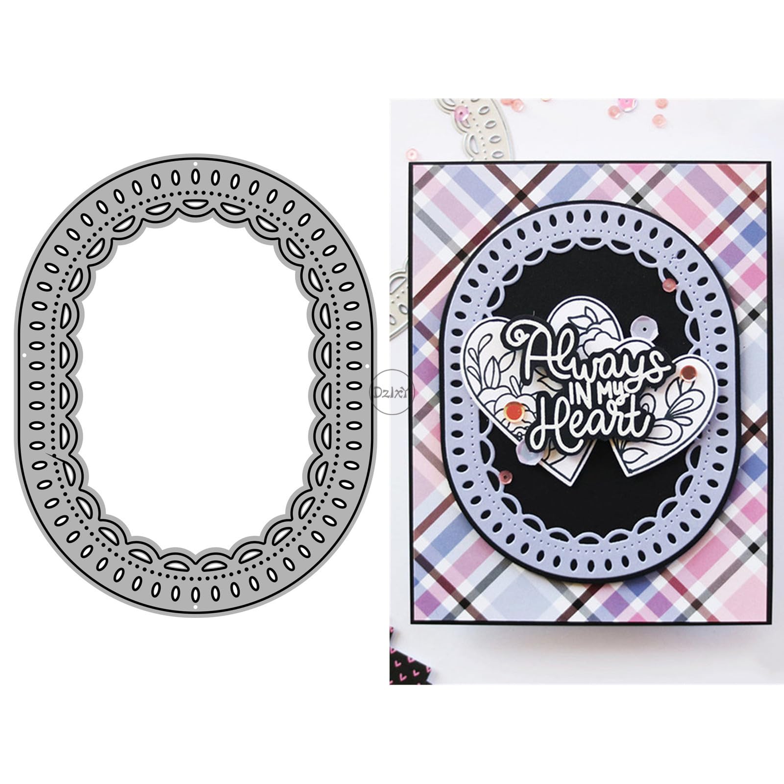 DzIxY Oval Hollow Lace Border Metal Cutting Dies for Card Making Kit Embossing Paper Die Cuts Set Scrapbook Stencils Supplies Machine Templates