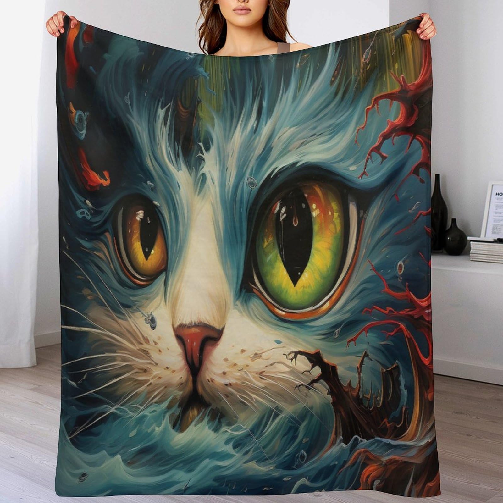 Couverture polaire chat anti-froid : plaid léger et souple pour sofa usé