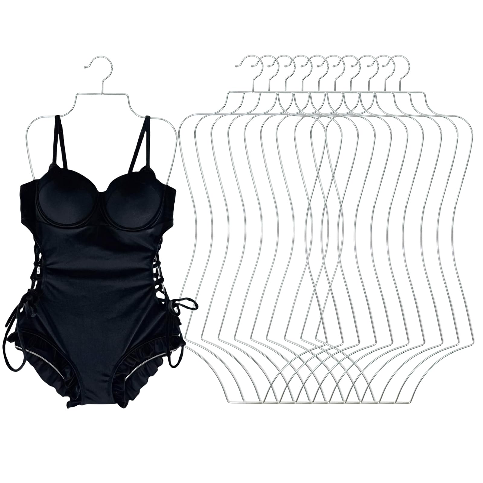 Worldmore Body Shape Swimsuit Bikini Hanger Wire Display Hangers for Lingerie Bathing Suits Swimwear Clothes Coat (10, Silver)