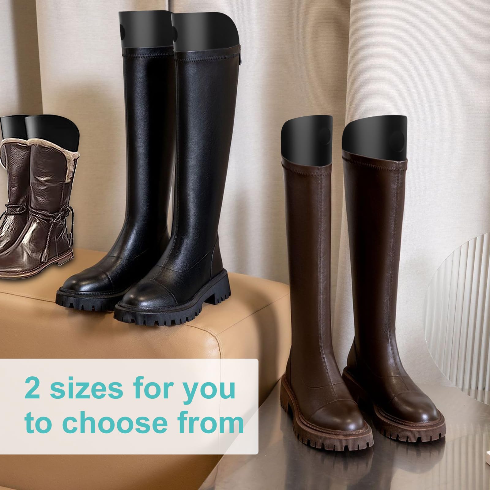 20 Piezas Soporte Botas Altas, Insertos de Formas de Botas Reutilizable de 8/12 Pulgadas, Moldeador de Botas Para Mujeres y Hombres, Negro