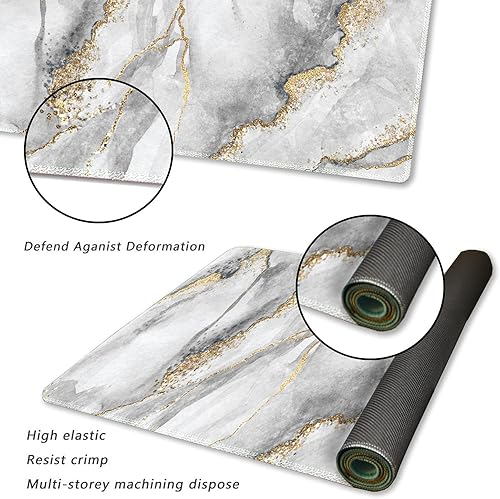 Vista 44 de ARTSO Alfombrilla de escritorio grande negra, alfombrilla de mouse para juegos XXL, alfombrilla de escritorio antideslizante con base de goma, Flor