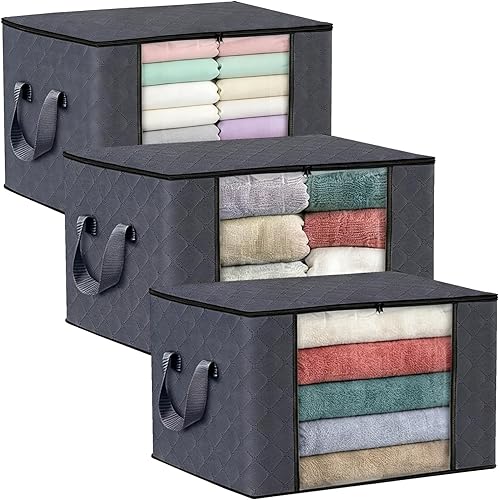 Bolsas de almacenamiento de ropa con cremallera, plegables transparentes con tapas y asa, para manta, ropa, edredón, organización del armario,