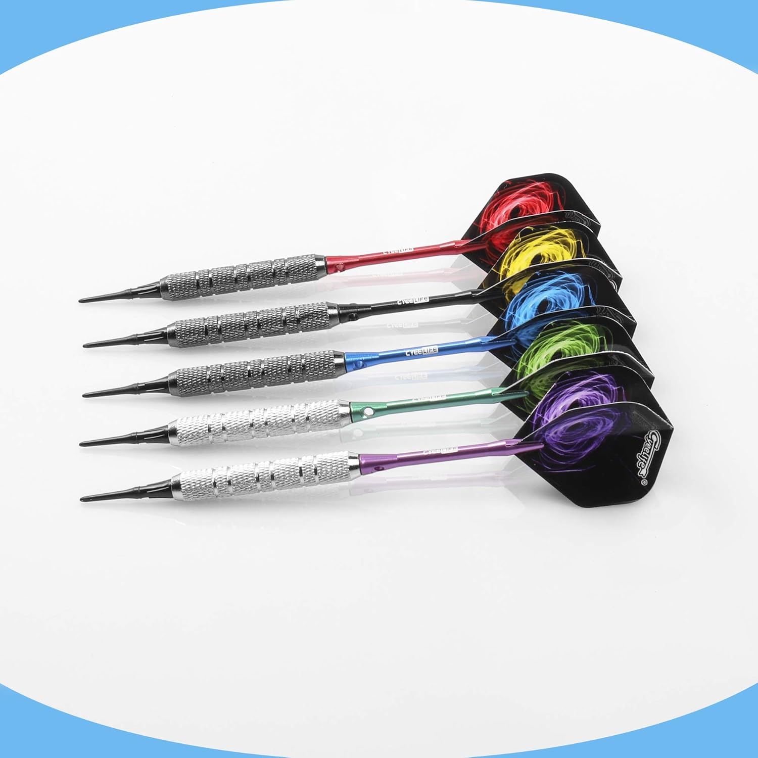 CyeeLife Soft tip Darts set 18g Black&Sliver Barrels,100 Plastic Points+Tool+12 Aluminium shafts+16 Flights,Home Dart set 12pcs of 1 Packs - Image 3