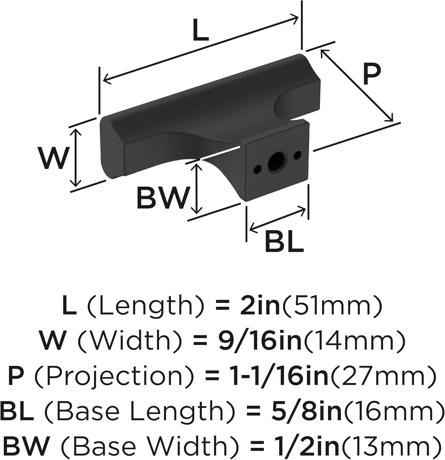 Amerock | Cabinet Knob | Matte Black | 2 inch (51 mm) Length | Status | 1 Pack | Drawer Knob | Cabinet Hardware
