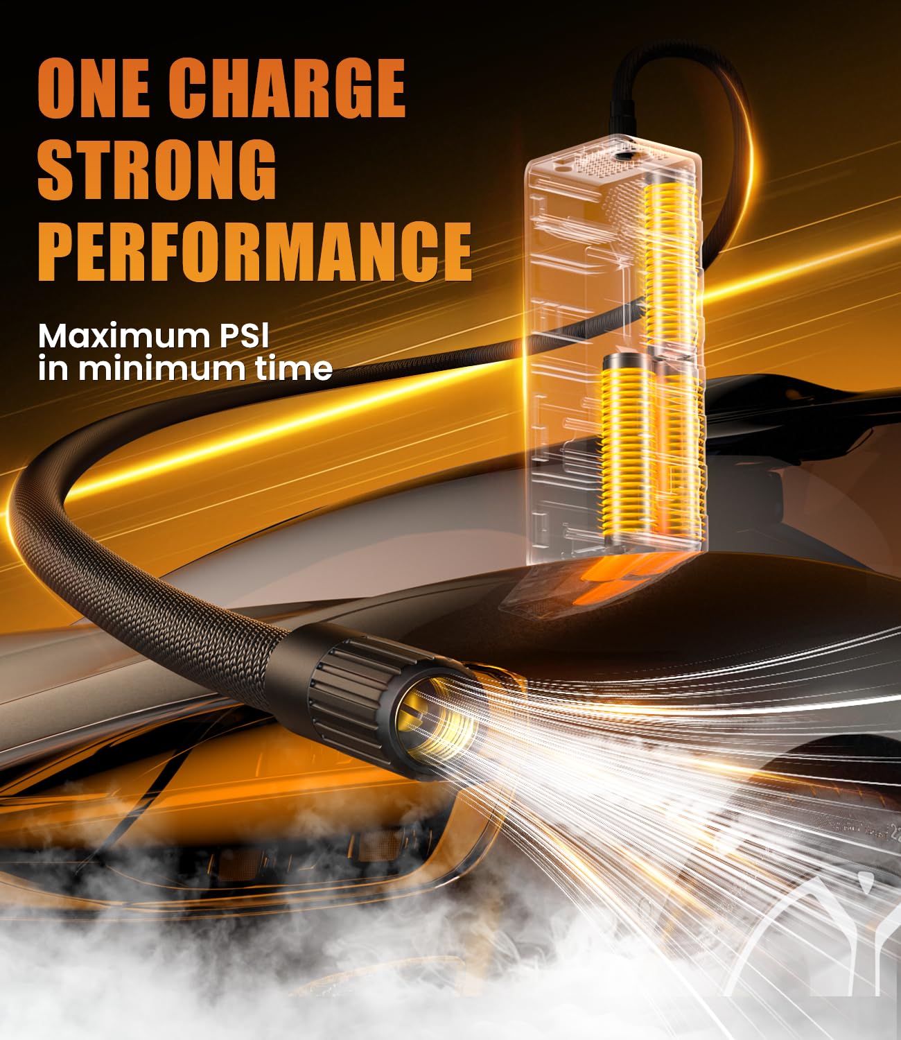 Tire Inflator Portable Air Compressor 150PSI Rechargeable Air Pump with Digital Pressure Gauge LED Light and Auto Shut-Off — view 2