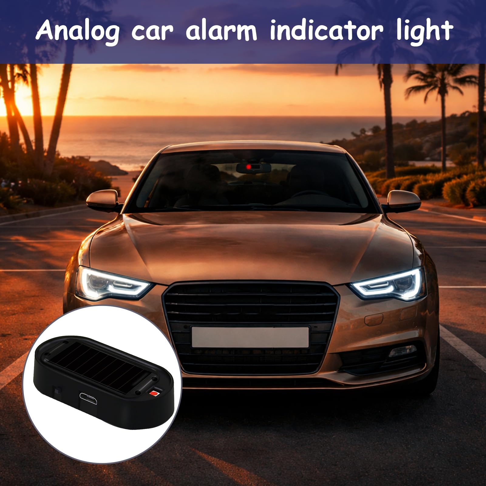 Impianto di allarme per auto antifurto con luce lampeggiante solare nero