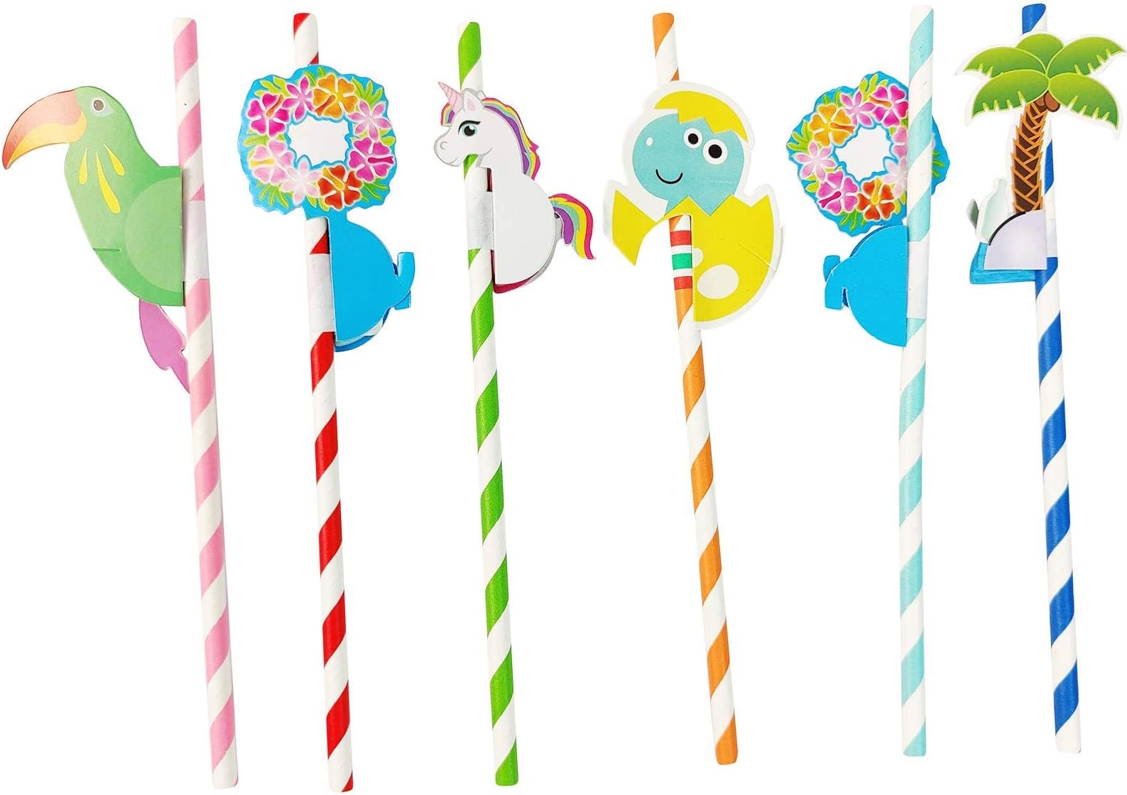 40x Assorted Funky Drinking Straws! Party Decoration Umbrella Fruits Parasol Paper Biodegradable