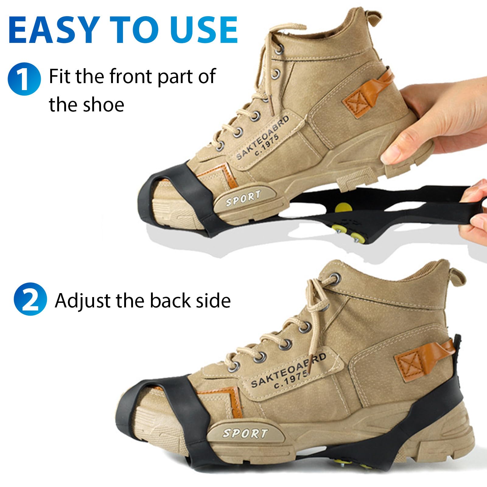 10 Clous Crampons, Poids léger Clous, Crampon Neige, Crampons Protection pour Marche Randonnée Hiver, pour Le Rrekking en Plein Air, L'alpinisme, Les Voyages sur Neige(M)