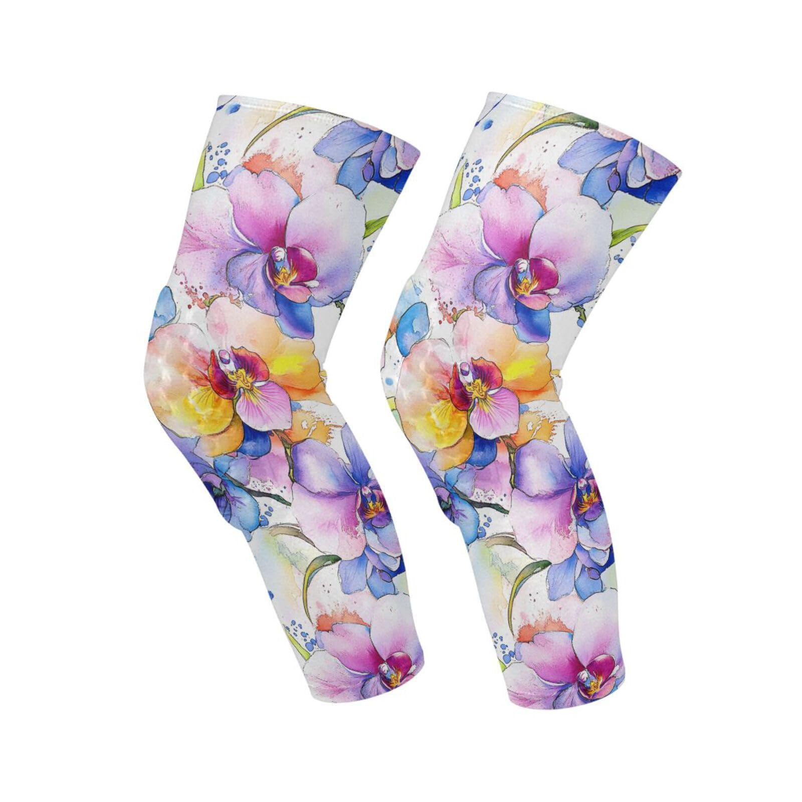 JUNZAN Watercolour Florals Basketball Knee Pads for Youth Kids Wrestling Knee Pads with Sleeves Sport Kneepads for Volleyball Football