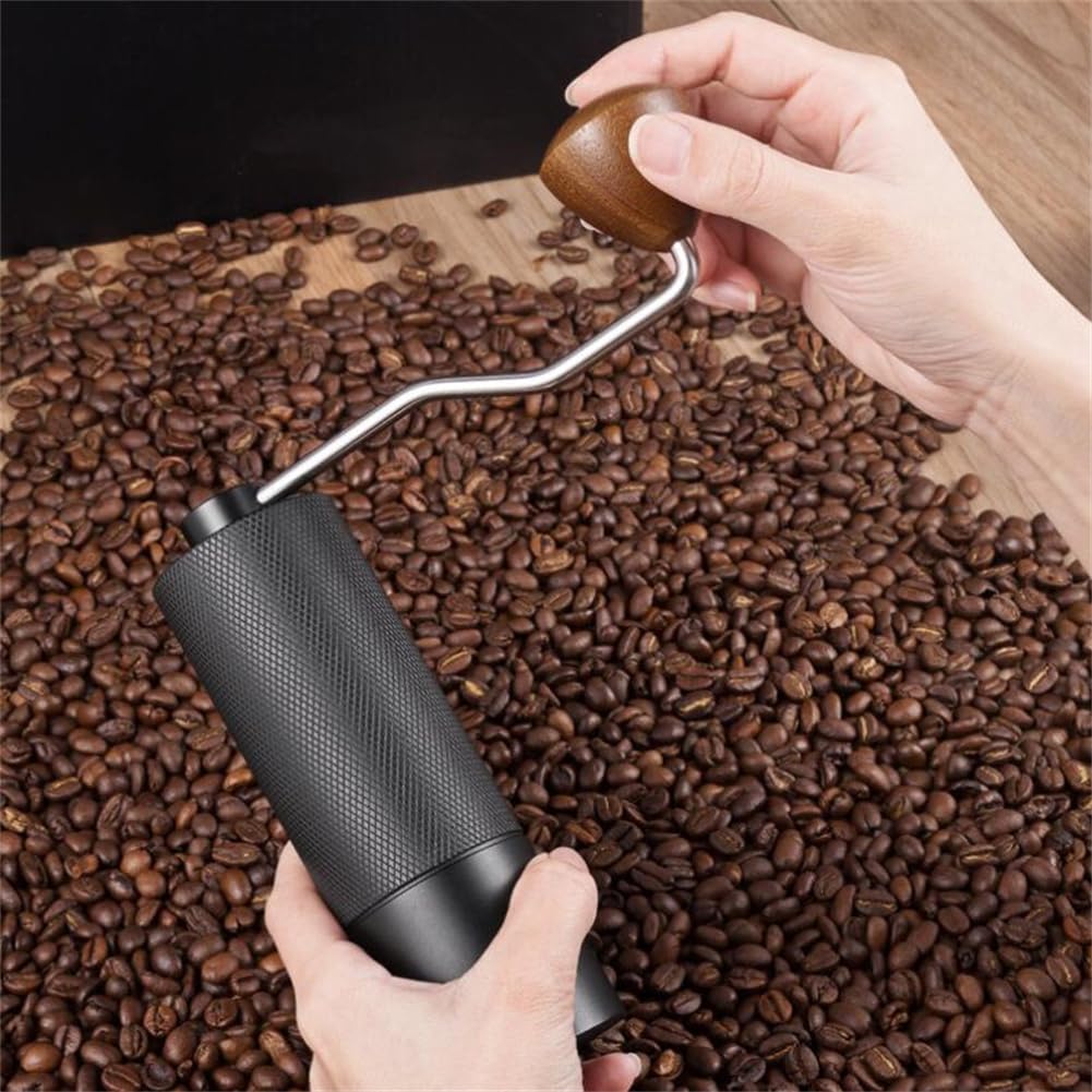 Negro Molinillo De Café De Mano Portátil Molinillo De Café En Grano CNC Hogar Pequeño Molinillo De Café De Mano -Negro -aleación de Aluminio