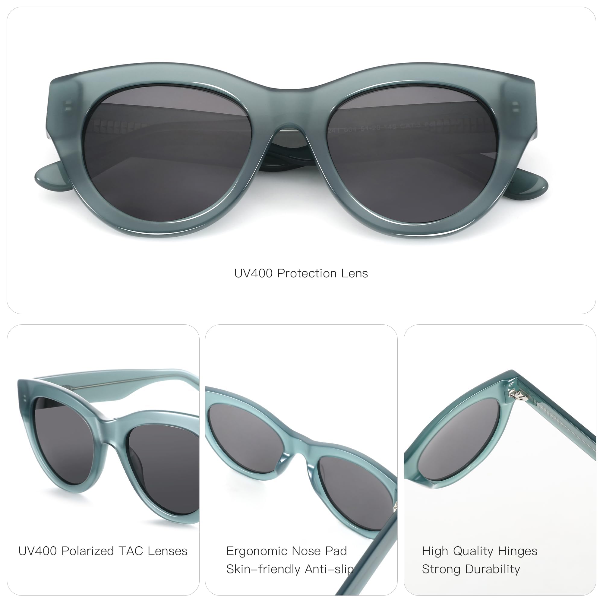 Modne okulary przeciwsłoneczne Cat Eye dla kobiet w stylu retro z oprawką z octanu UV