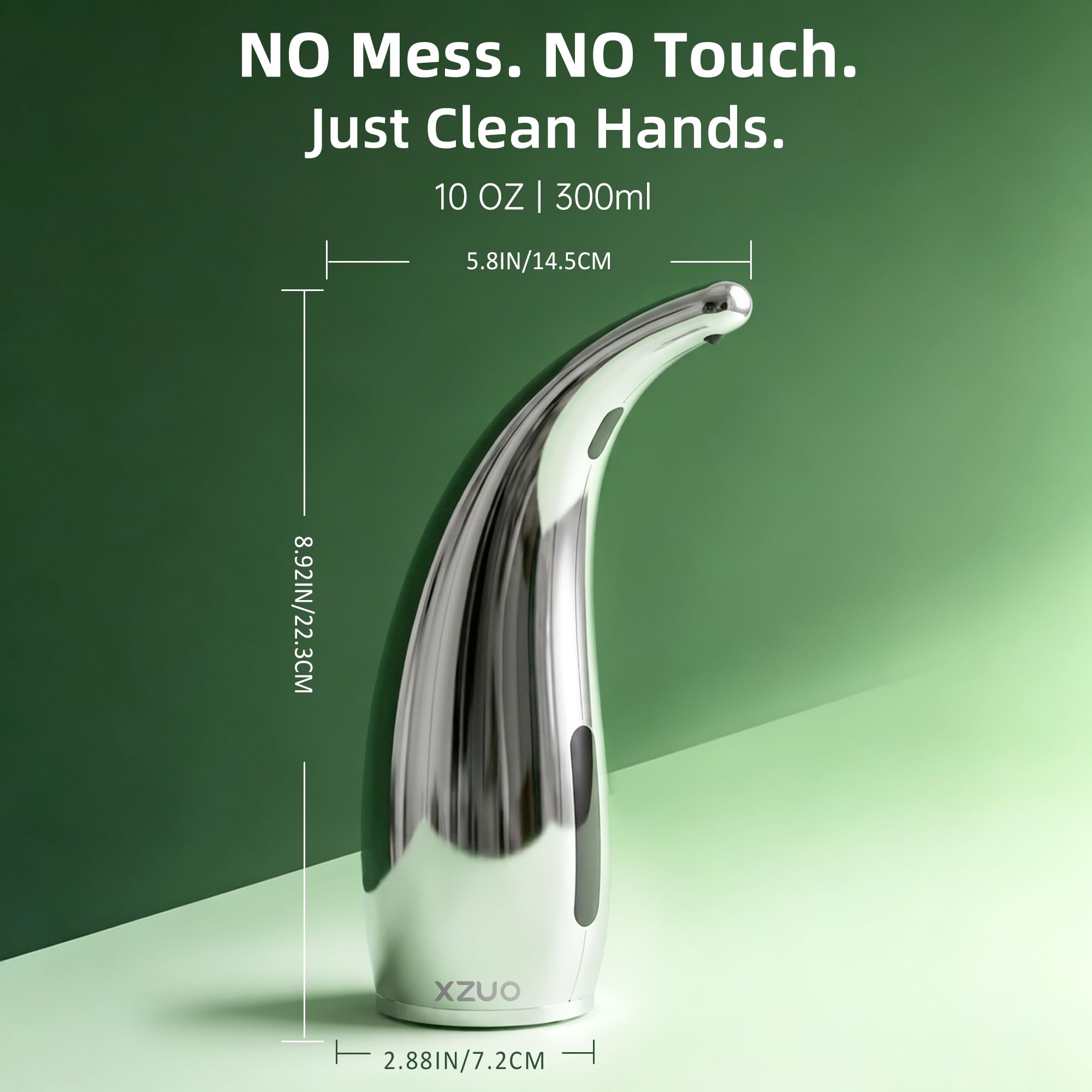 Dispenser automatico di sapone con sensore a infrarossi, regolabile a 4 livelli, senza contatto, per cucina, bagno, ricaricabile, in plastica resistente, porta sapone intelligente (argento