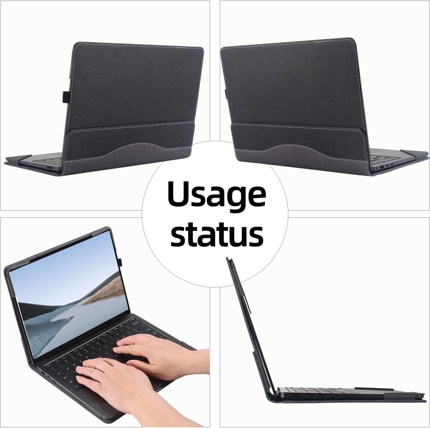 Laptop Case Cover Only for 2024 Microsoft Surface Laptop 7 15 inch (Model 2037) Detachable Notebook Sleeve Computer Protective Bag Heat Dissipation Hole (Dark Gray, 15)