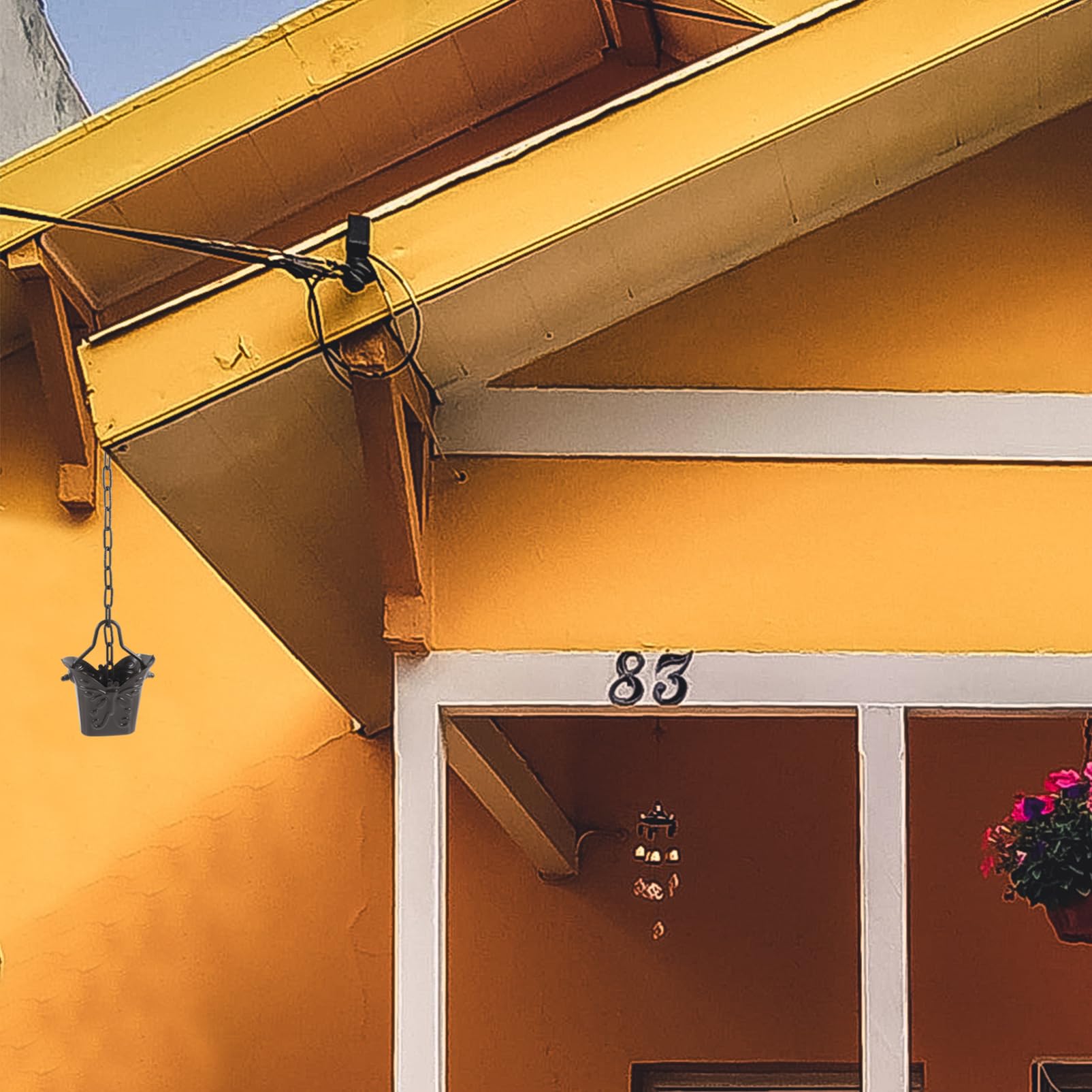 Holibanna Decorative Rain Chain with Butterfly Cup Design Long Gutter Downspout Extension for Outdoor Garden Villa Courtyard Water Diversion